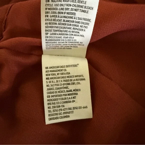 American Eagle Womens M Cotton Linen Belted Lined Mini Skirt Rust Burnt Orange - Picture 7 of 10